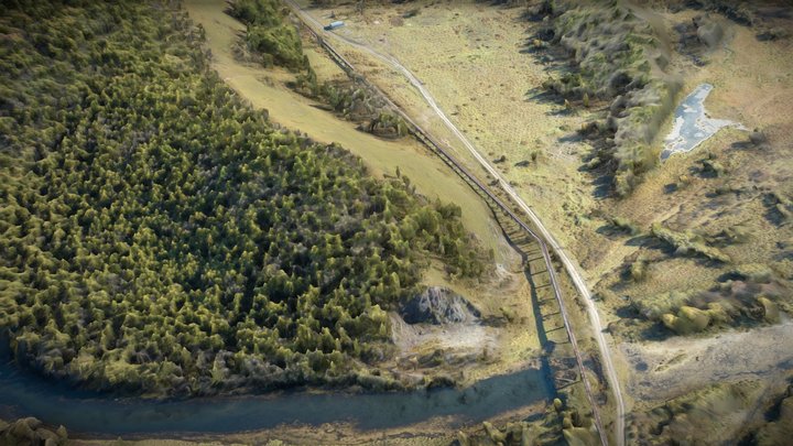 Pine forest, hill, oil pipeline and rill – Gratis 3D-model STL