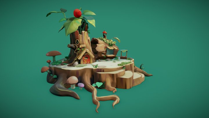 Treehouse Diorama 3D Model