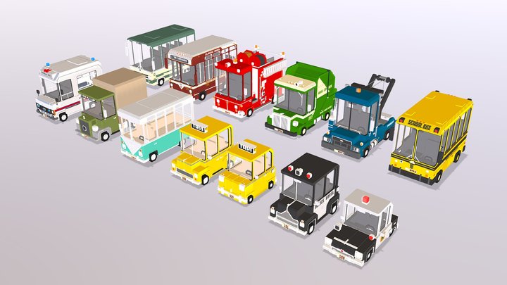 Voxel Public Vehicles Pack 092-104 3D Model