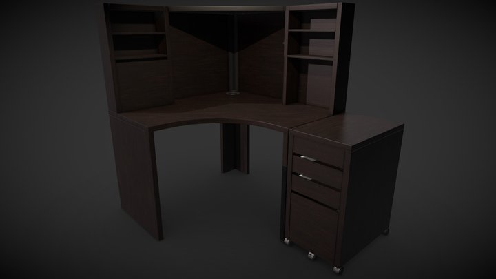 Office L-Desk 3D Model