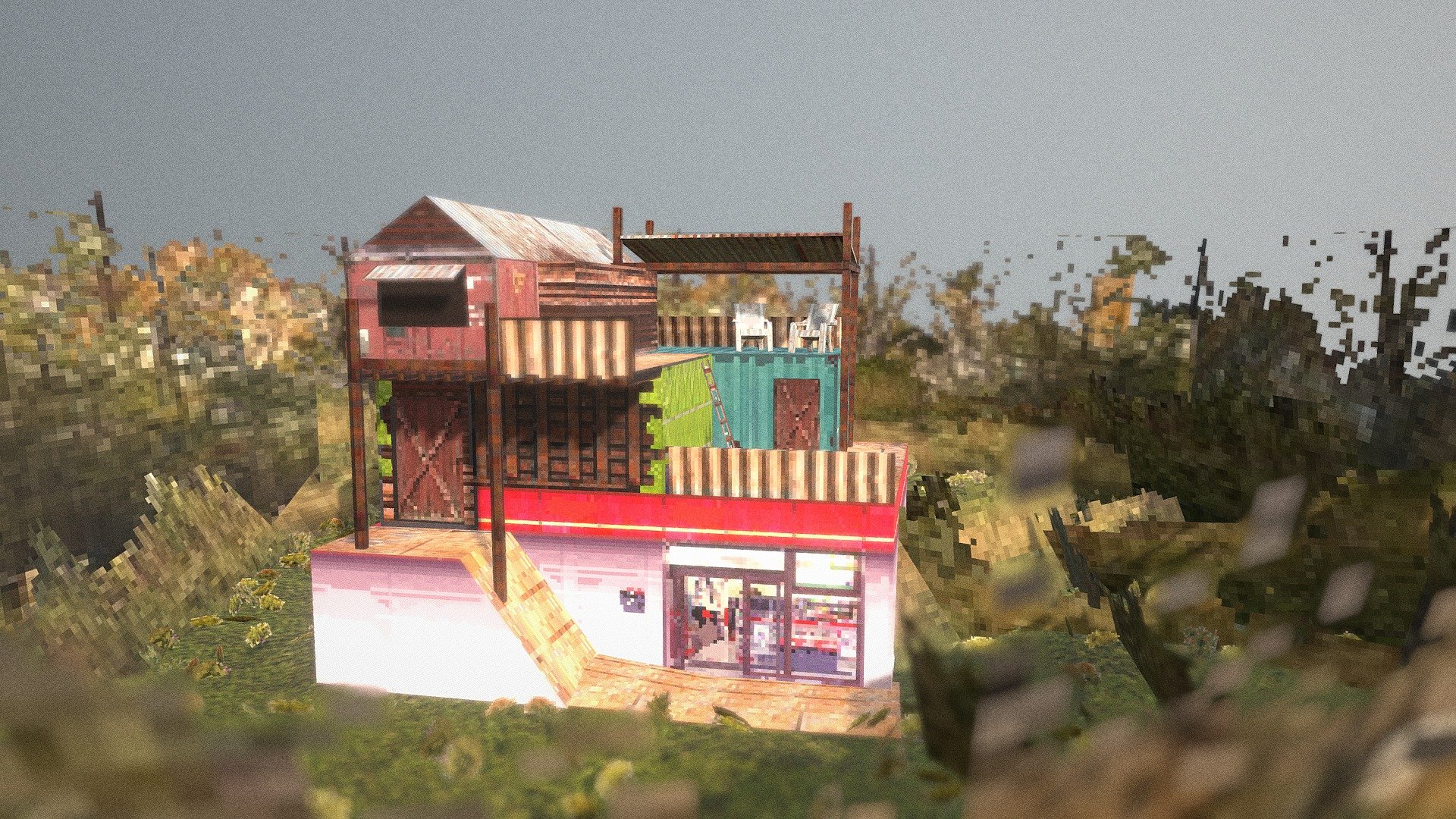 Big shack container store low poly pixels - 3D model by DutchDinosaur ...