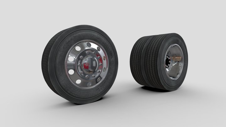 Truck Wheel - Alcoa Rim and Firestone FT492 Tire 3D Model