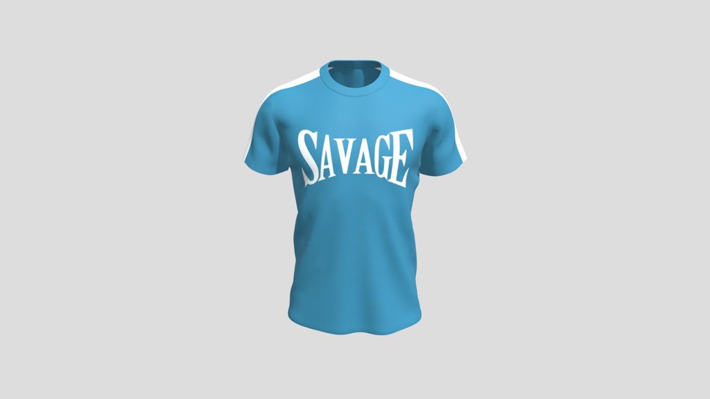 Savage Light Blue Panel T Shirt