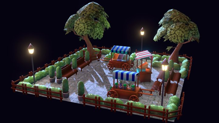Park Hand painted 3D Model