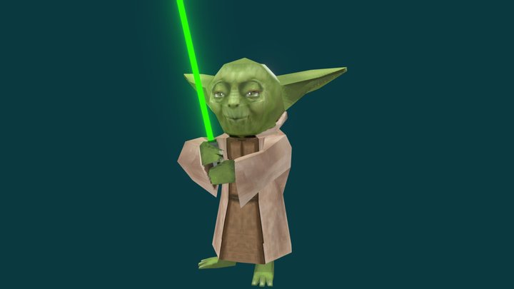 Low Poly Retro Yoda 3D Model