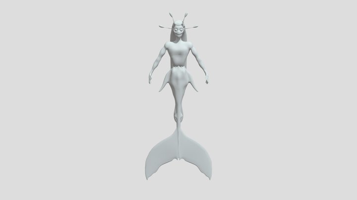 Low Poly Mermaid 3D Model