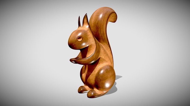 Desktop wooden squirrel 3D Model