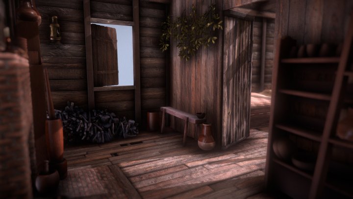 Old US slave cabin - Recreation (Version 1/2) 3D Model