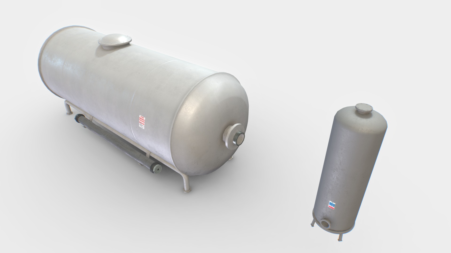 3D model Industrial Tank 4 - This is a 3D model of the Industrial Tank 4. The 3D model is about a silver and black metal object.