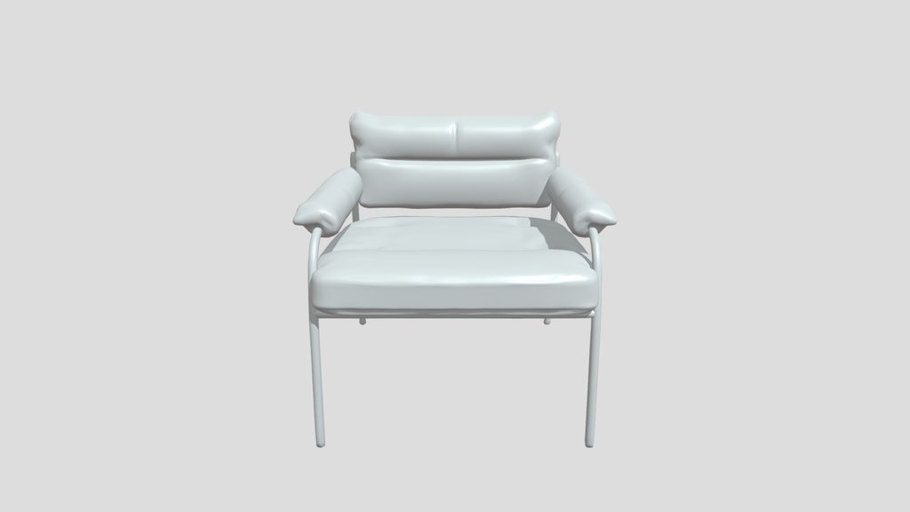 brown leather armchair with metal frame