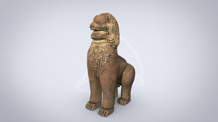 Ta Prohm lion Angkor sculpture 3D Model