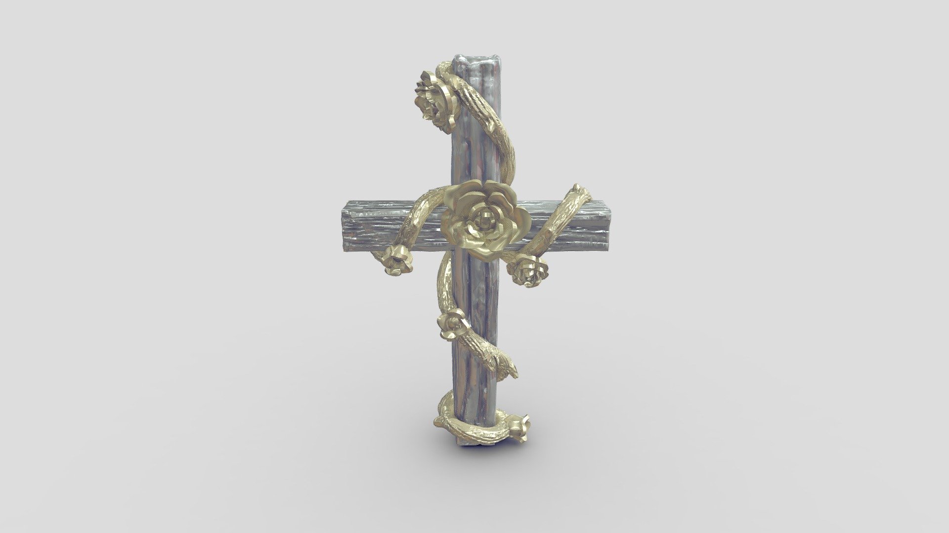 corss with rose - 3D model by apriljewelrydesign [064f799] - Sketchfab