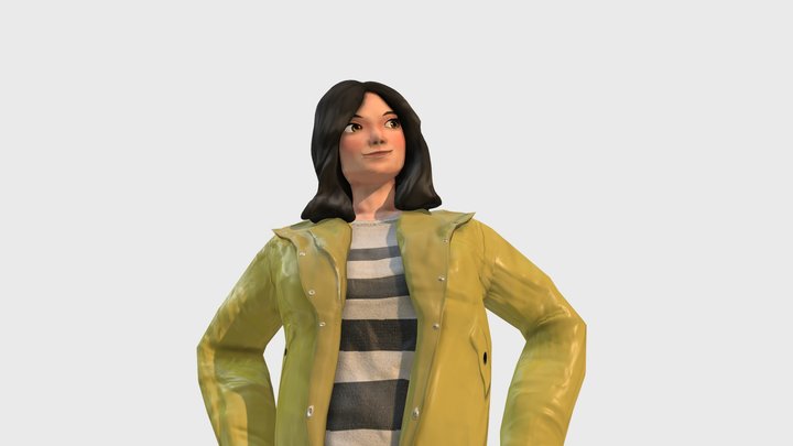 Yellow Jacket Girl 3D Model