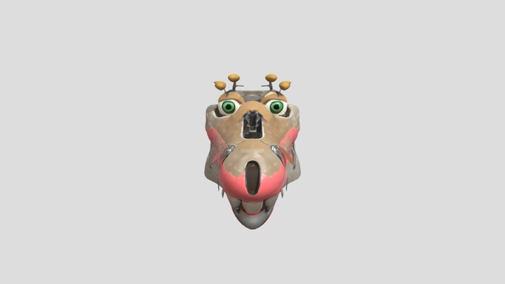 Fanciful mechanical creature's head with big ey 3D Model