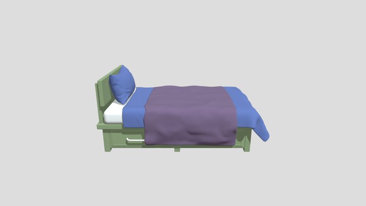 Bed single, with drawers 3D Model