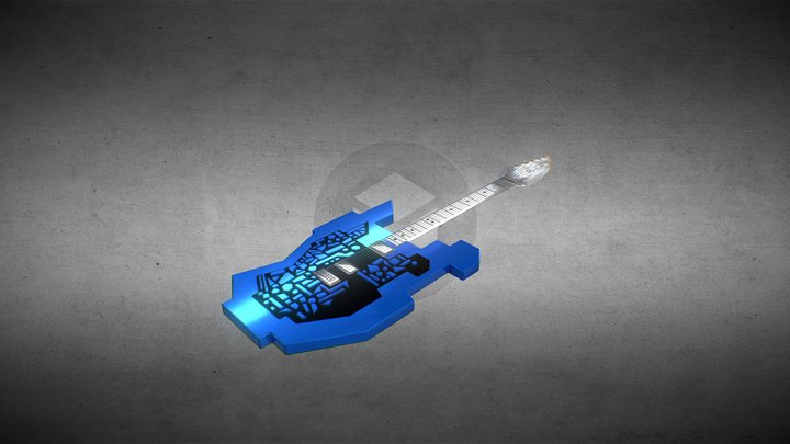 Blue electric guitar 3D Model