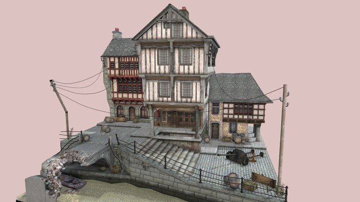 WW2 Cityscene, Dinan 3D Model