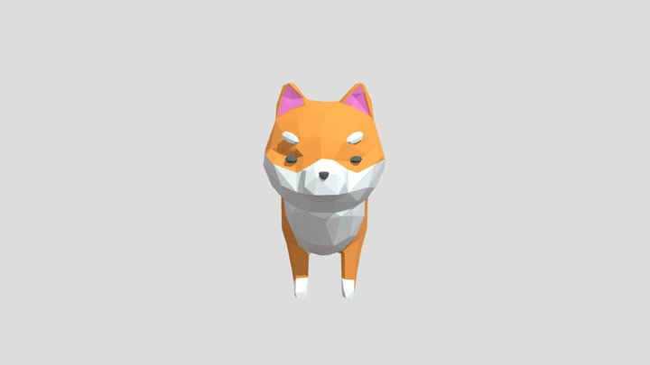 Shiba Inu Low Poly Dog 3D Model