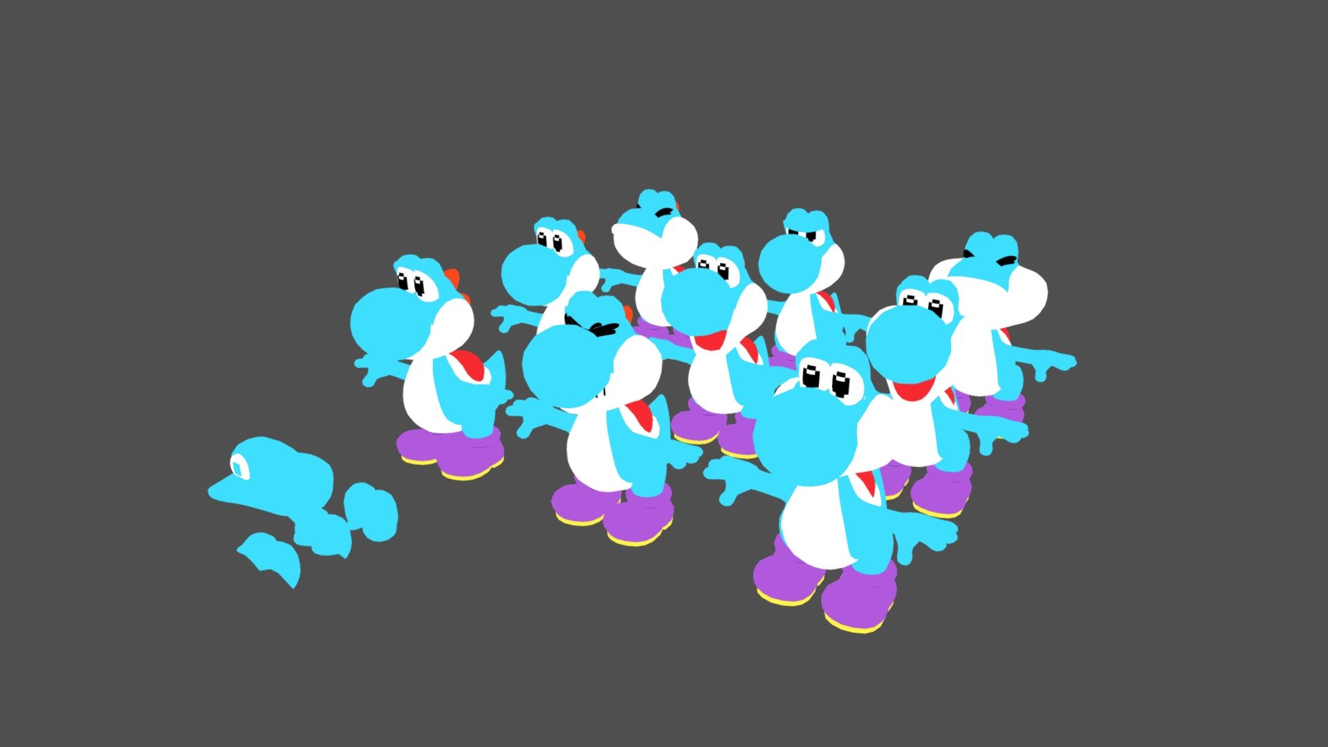 Yoshi (Light Blue) - Download Free 3D model by Mariokart07