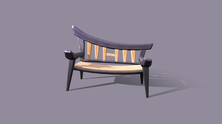 Stylized exterior bench 3D Model