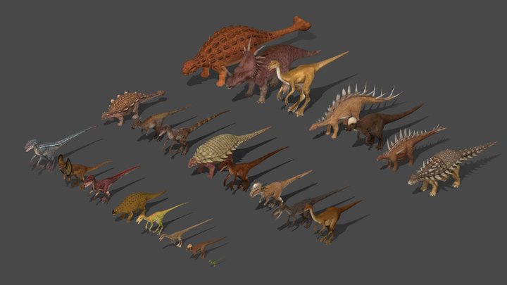 Land Dinosaurs Bundle 1 3D Model