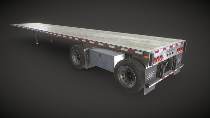 Semi Trailer Flatbed - Low Poly 3D Model