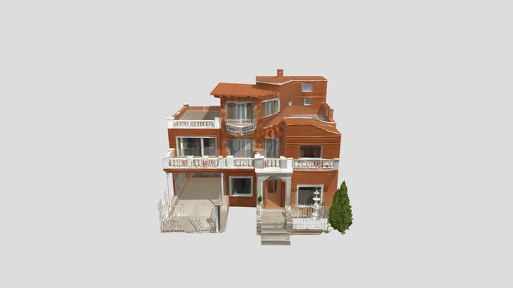 Multi-story brick private villa. – Gratis 3D-model STL