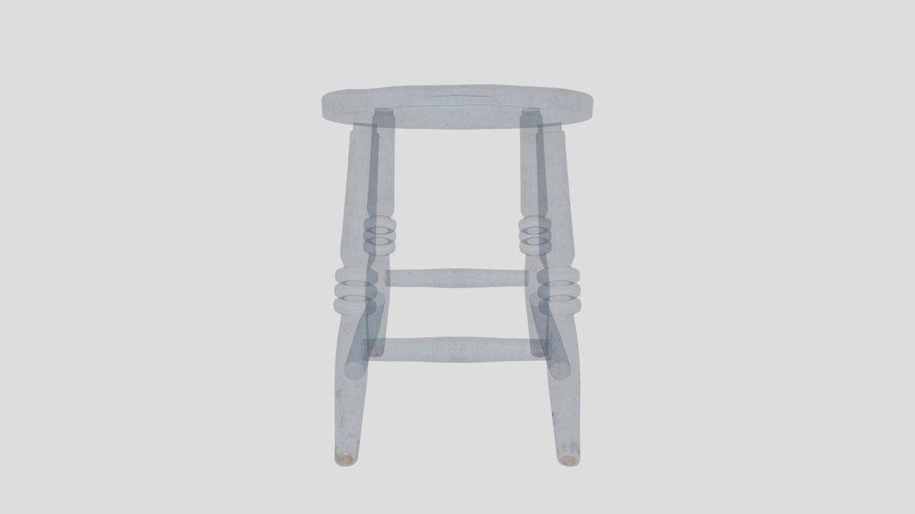 1800s Rustic Wooden Stool Painted