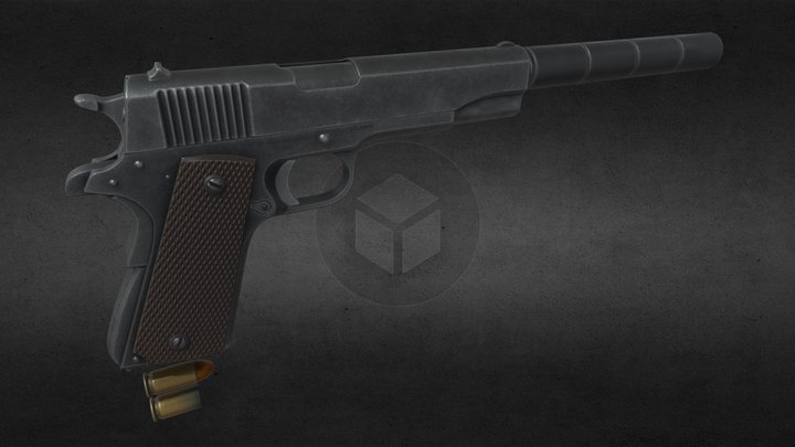 Colt M1911 & Silencer 3D Model