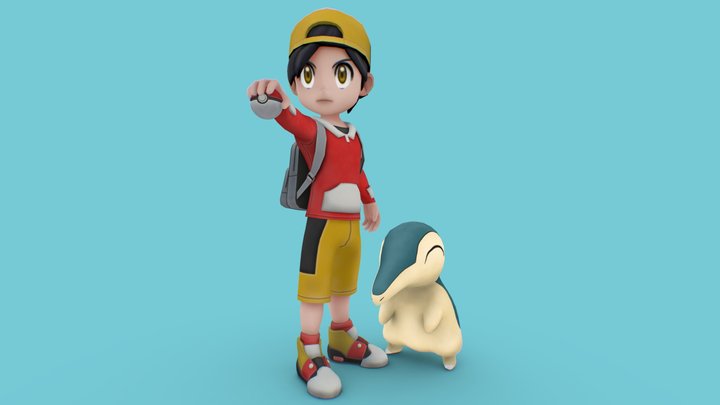 Gold and Cyndaquil 3D Model
