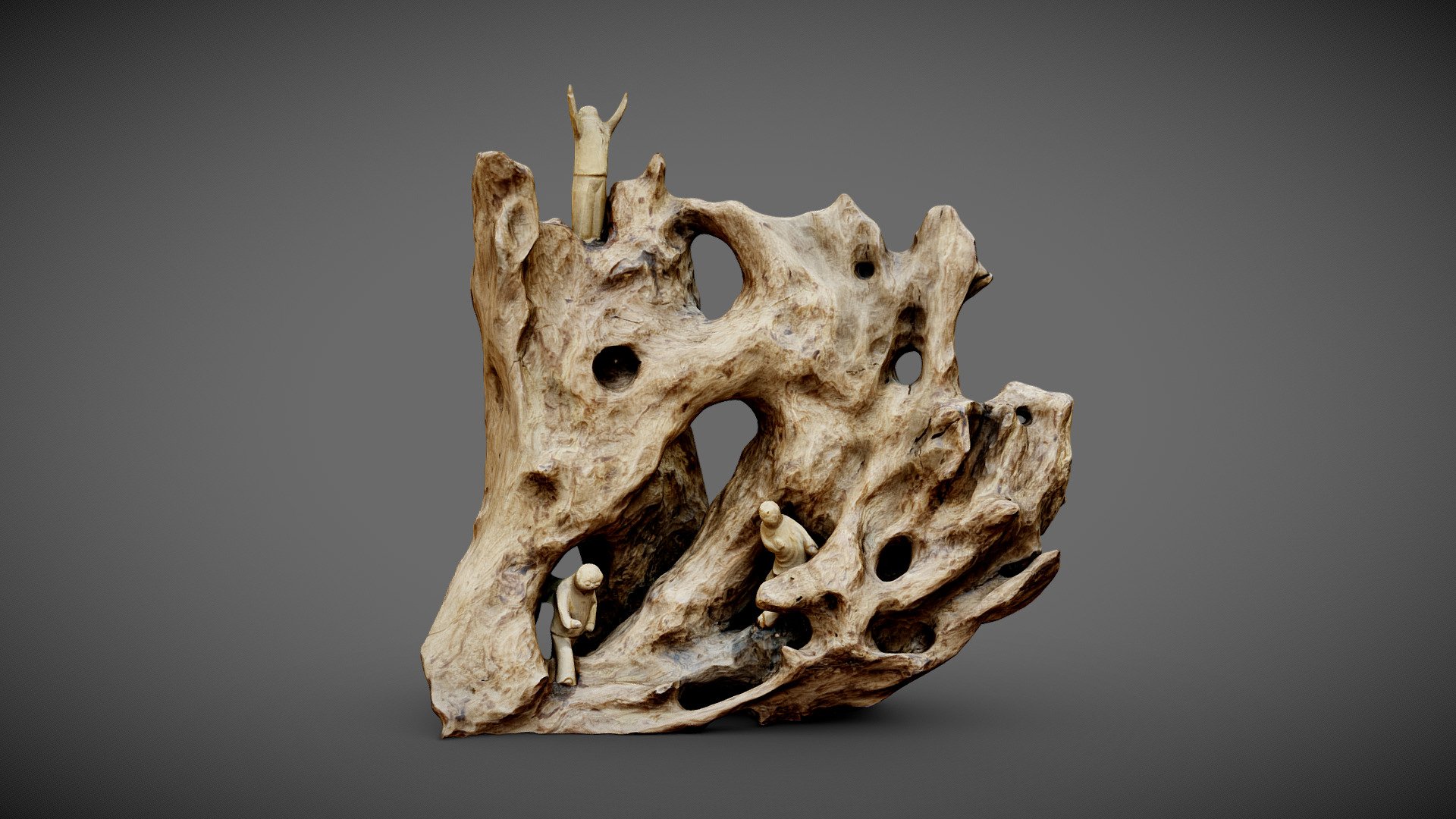 捉迷藏 Hide And Seek 根雕摆件 Root Carving - 3D model by HUNNU Culture ...