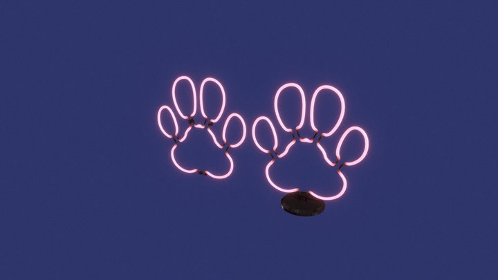 Neon Paw Lights 3D Model