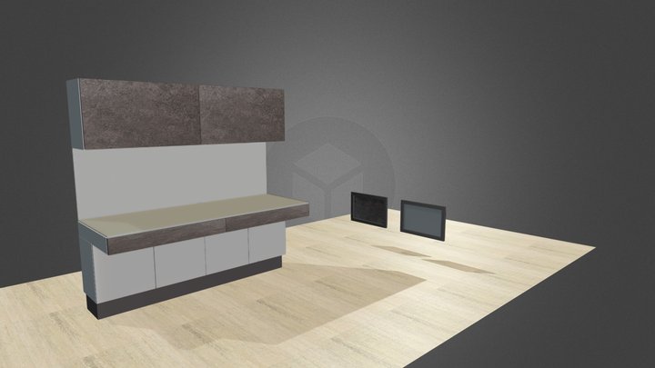Modular desk furniture composition 3D Model