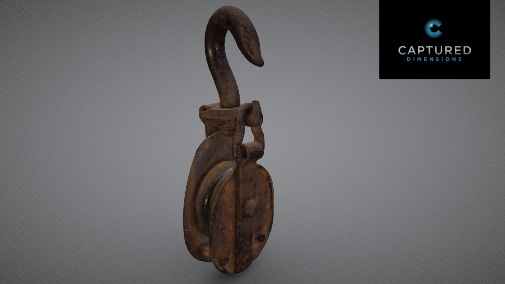 3D model Rustic Hook and Pulley Block - This is a 3D model of the Rustic Hook and Pulley Block. The 3D model is about a wooden door handle.