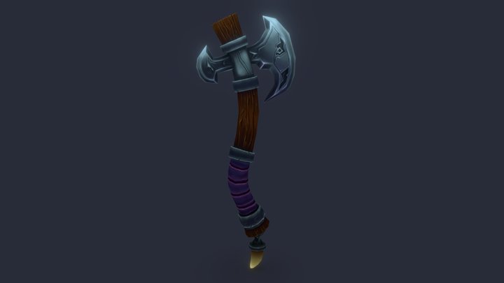 Stylised Medieval Axe - Hand-Painted 3D Model
