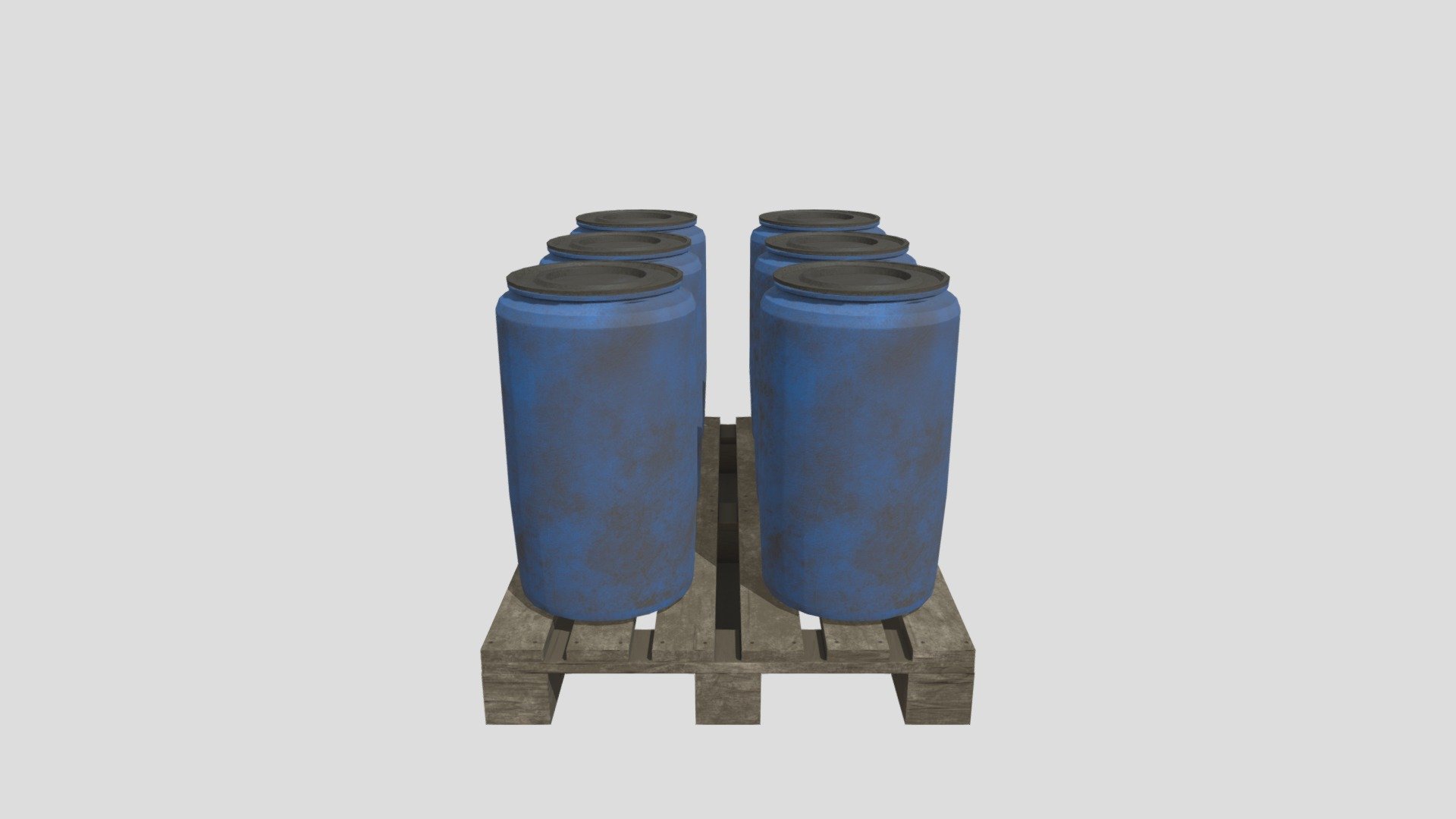 Wooden Pallet With Plastic Barrels - Download Free 3d Model By 