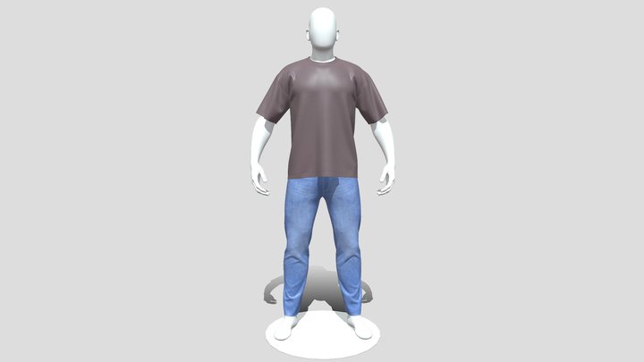 Denim Pants with Oversized - Tee 3D Model