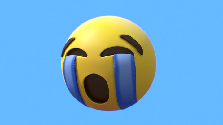 Afraid or Scared Yellow Ball Emoticon Emoji or Smiley 3D model