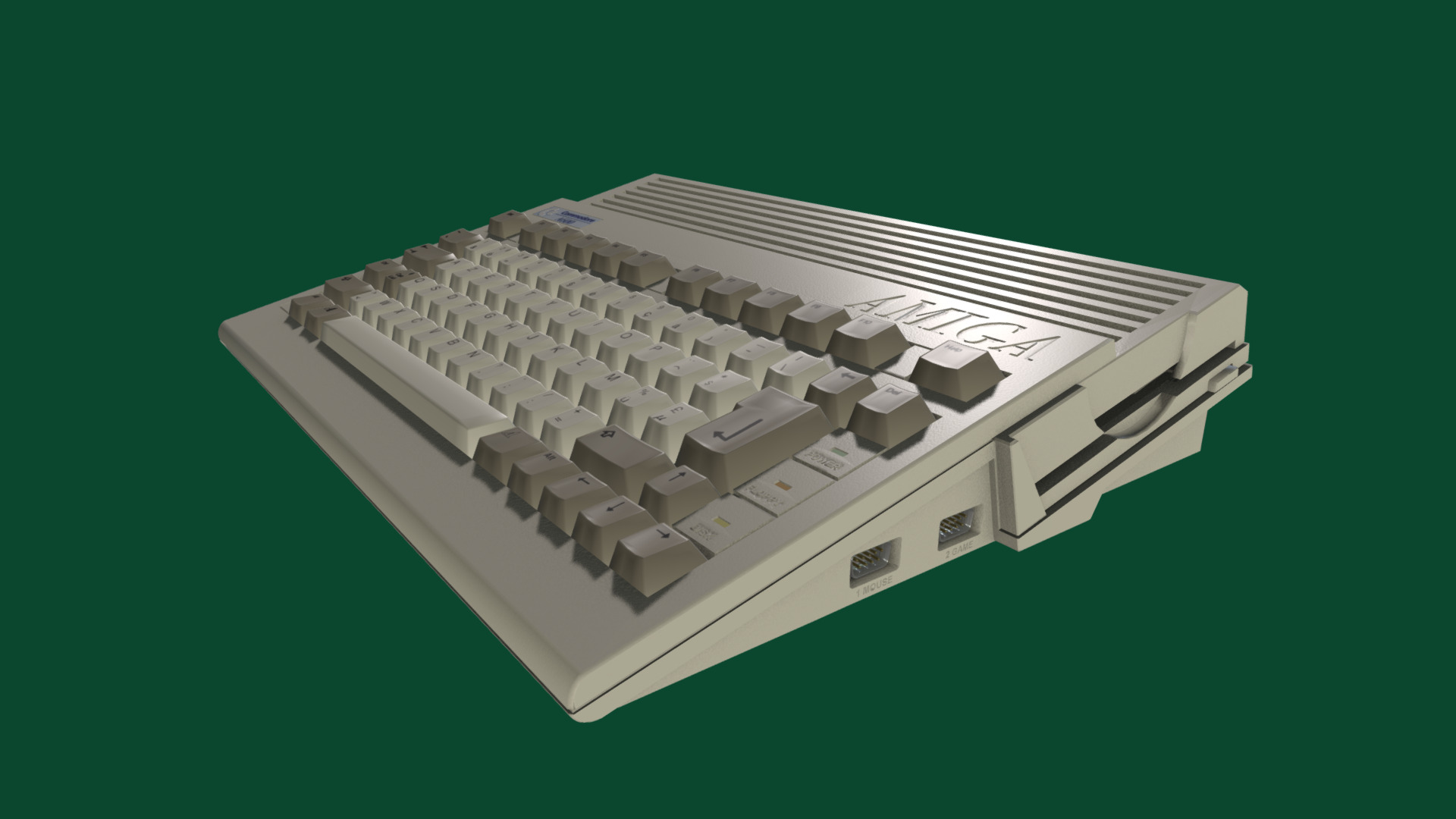 3D model Amiga 600 Commodore – PBR / highly detailed - This is a 3D model of the Amiga 600 Commodore - PBR / highly detailed. The 3D model is about a white rectangular object.