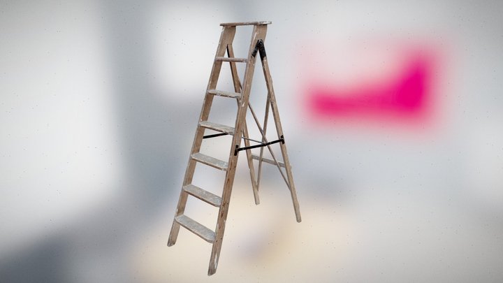 Step Ladder Wood / Photoscan / Low Poly PBR 3D Model