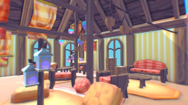Hangout Room Assembled Scene 3D Model
