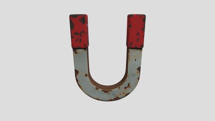Realistic U-Shaped Magnet | Rusty Metal