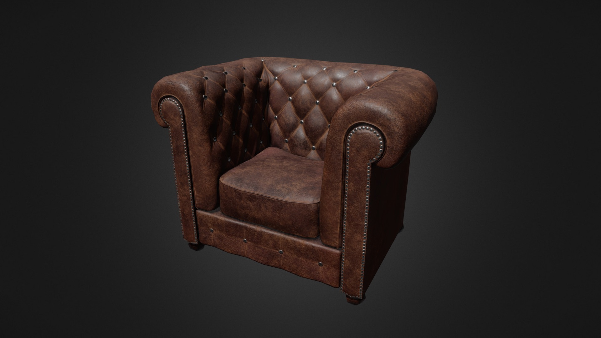 3D model Chesterfield Sofa - This is a 3D model of the Chesterfield Sofa. The 3D model is about a brown box with a handle.