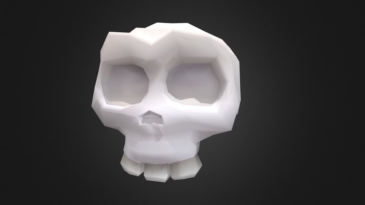 Low poly cartoony human skull 3D Model