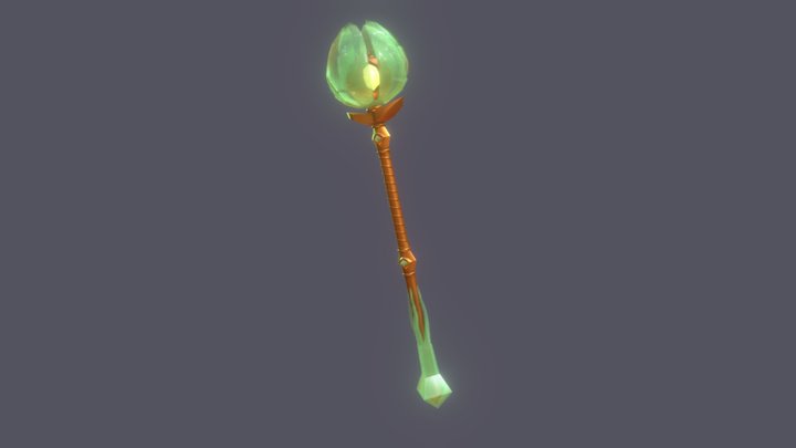 Glass leaf staff 3D Model