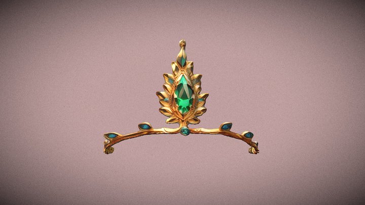 Leaf Crown Diadem Elf Gold,safir,kristal 3D Model