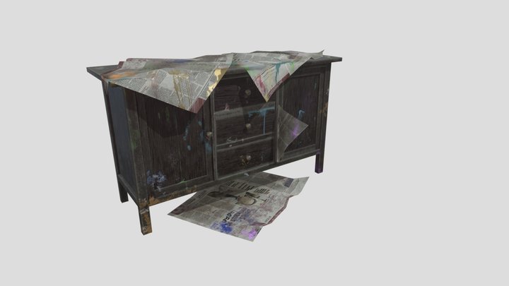 Paint splattered cabinet 3D Model