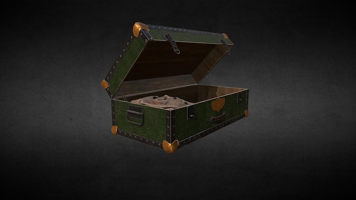 Old suitcase and cloth 3D Model