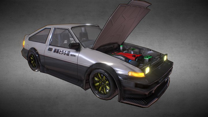 Fujiwara tofu shop "AE86 TOON" 3D Model