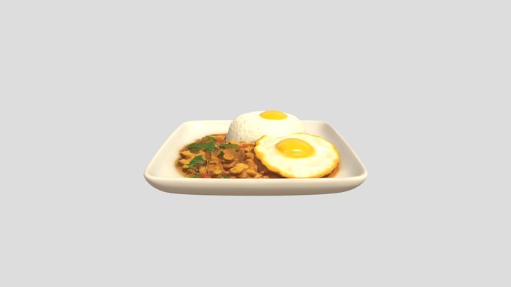 Thai Basil Pork With Fried Egg 3D Model